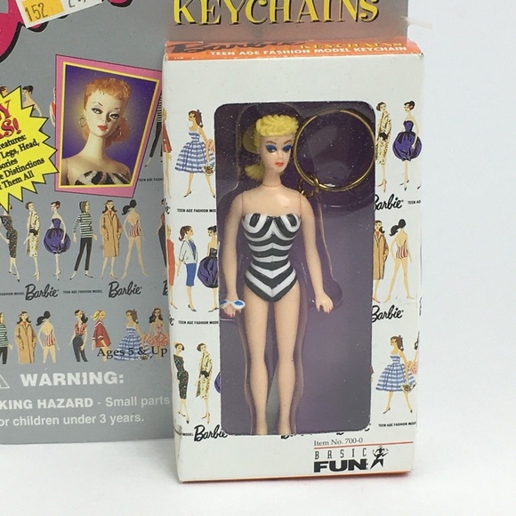 Mattel Accessories - New Barbie Keychain 1995 Black White Swimsuit